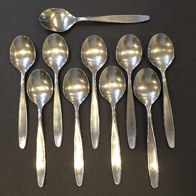 #ad Vintage Demitasse Spoons Set of 10 Stainless Mid Century Modern Made In Holland $50.99