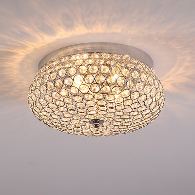#ad Modern Luxury Crystal LED Chandelier Flush Mount Ceiling Lamp Home Lighting $38.00