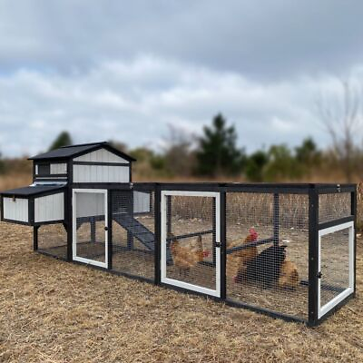 #ad #ad 116quot; Extra Large Chicken Coop Wooden Hen House Outdoor Poultry Cage with Run $499.99