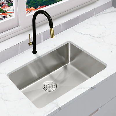 #ad KBFmore 27quot; 18 G Tight Radius T304 Undermount Single Bowl Kitchen Sink Set of 2 $159.99