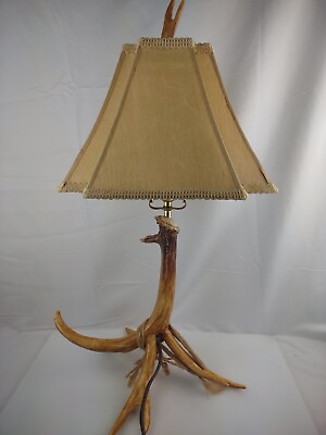 #ad Deer Antler Table Lamp Antlers Hunting Western Decor cabin log $108.89