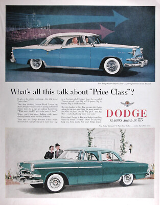 #ad 1955 DODGE ROYAL LANCER HARDTOP amp; CORONET SEDAN Genuine Ad FREE SHIPPING $19.99