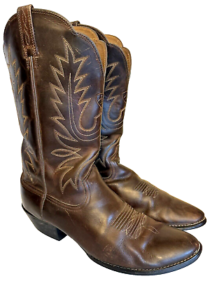 #ad Ariat Boots Heritage Round Toe Brown Leather Mens 11 B Cowboy $79.00