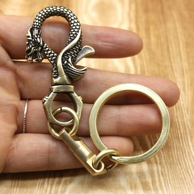 #ad Brass Dragon Key Chain Key Holder Pants Clip Bag Wallet Keyrings Keychains $9.99