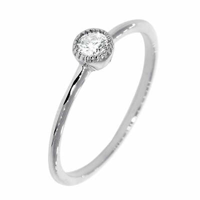 #ad Bezel Style Ladies Ring Single Round Diamond 0.13CT in 14K White Gold $350.00