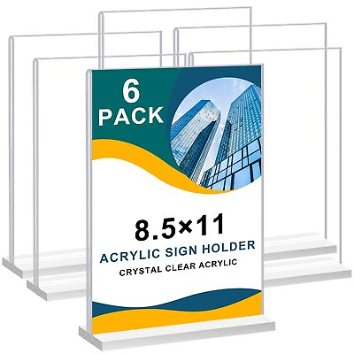 #ad 8.5 x 11 Acrylic Sign Holder Clear Table Signs Stand Double Sided T Shape Fl... $39.60