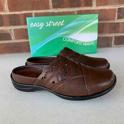 #ad Easy Street Forever Tan perforated flat slip on mules Women#x27;s Size US 6.5 W NEW $26.95