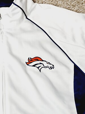 #ad NFL Apparel Womens Denver Broncos Full Zip Jacket Size Large White Blue $33.99