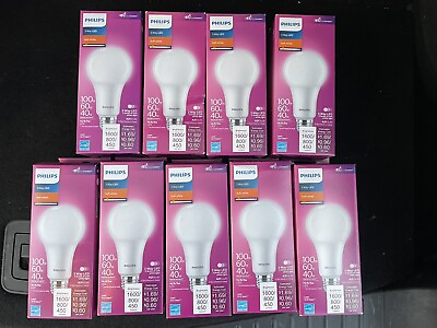 #ad 9x Pack Philips 40 60 100W Soft White A21 Medium 3 Way LED Light Bulbs 571513 $79.00