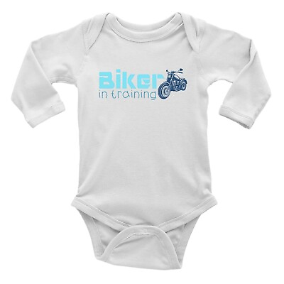 #ad Biker In Training Baby Grow Vest Bodysuit Racer Bike Helmet Boys Girls Gift L S GBP 5.99