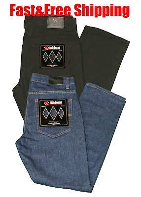 #ad Men#x27;s Relaxed Regular Fit Cotton Denim Blue Black Heavy duty Jeans Work Pants $33.74
