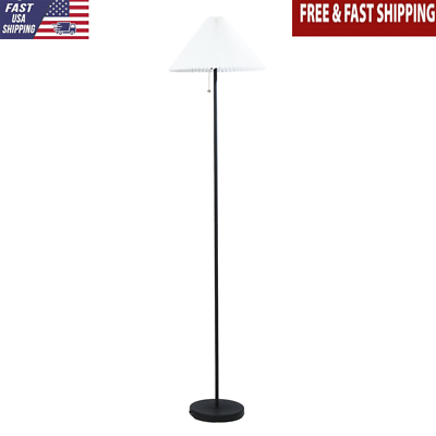 #ad Contemporary Metal Floor Lamp W Pleated White Lampshade Living Room 64 In New $28.18