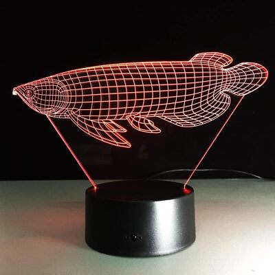 #ad 3D Simulation Arowana Fish Visual Led Night Light 7 Colors Lucky Table Lamp Deco $19.99