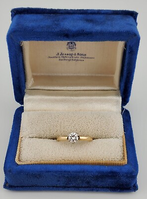#ad Beautiful amp; Simple Vintage Diamond Solitaire Wedding Ring 14k Gold .36ct Size 5 $475.00