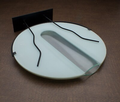 #ad Art Glass Flower Vase Mid Century Modern Wrought Iron Frame $75.00