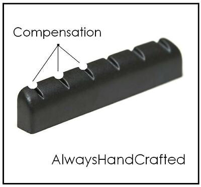 #ad AlwaysHandCrafted COMPENSATED BLACK NUT made for 6 String Guitar UNIVERSAL FIT $9.99