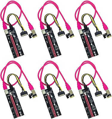 #ad NEW 6 Pack VER009S PCI E Riser Card for Bitcoin GPU Mining Powered Riser Adapter $34.18