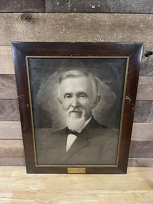 #ad Antique 1917 Wood Framed Portrait Photo George W. Morrison Cashier $54.99