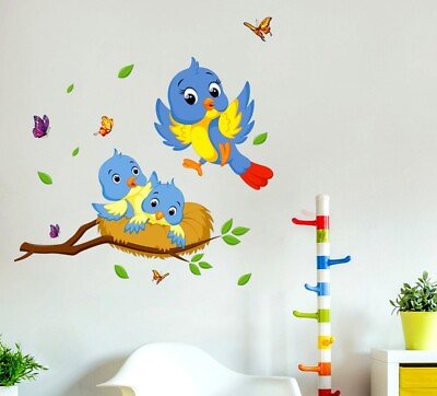 #ad Wall Decal Happy Birds Family#x27; PVC Vinyl 60 cm x 45 cm x 60 cm Multicolour $95.17