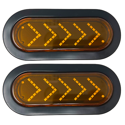 #ad 6quot; Inch Oval Amber Sequential Arrow Mid Turn Light 45 LED Trailer w Grommet Qty2 $37.50