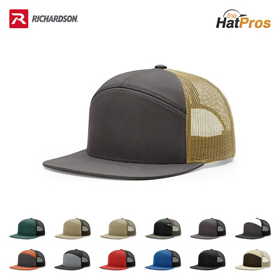 #ad Richardson 7 Panel Trucker Hat 168 Adjustable Snapback Hi Pro Mesh Cap OSFM $12.79