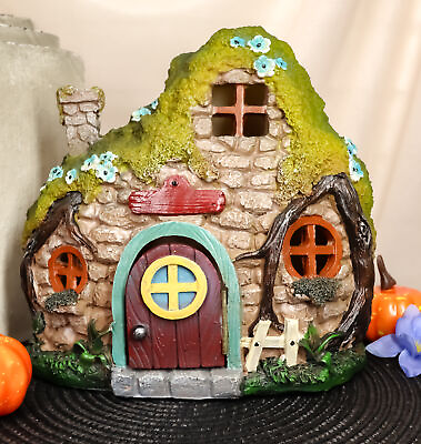 #ad Ebros LED Light Up Enchanted Fairy Garden Stone Cottage House W Moving Door $34.99