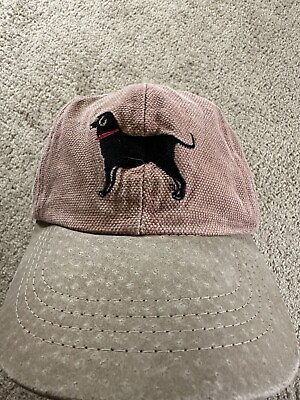 #ad VTG Black Dog Brand Hat Cap Adult Red Beige Adjustable Leather Suede $27.00