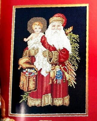 #ad Cross Stitch Pattern Victorian Santa Claus JOY To The WORLD Carol Emmer $5.99