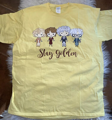 #ad Golden Girls Stay Golden Photo Tee Men#x27;s XL Yellow Gold 100% Cotton T Shirt $12.00