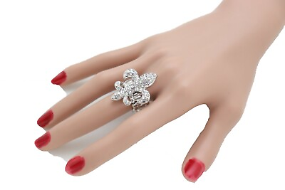 #ad Women Silver Metal Ring French Symbol Fashion Jewelry Fleur De Lis Lily Flower $12.95