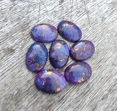 #ad Natural Purple Copper Turquoise Oval Cabochon Flat Back Calibrated Loose Gemston $5.10