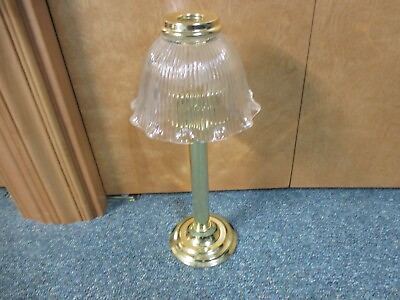 #ad Vintage Brass PARTYLITE Library Lamp with glass shade 15quot; tall $50.00