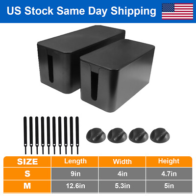 #ad 2 Sizes Cable Storage Box Power Strips Boxes Management Socket Wires Sorting Box $19.86