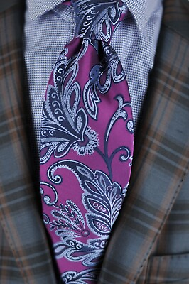 #ad Lord R Colton Masterworks Tie Patras Purple Floral Silk Necktie New $59.99
