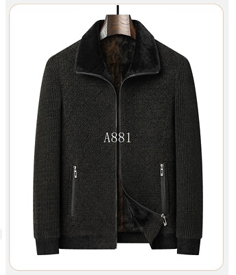 #ad Collar Warm Cotton Coat Plus Size Men#x27;s Middle aged Warm Jacket Thick Coat Sz $148.72