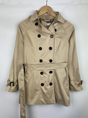 #ad Burberry ladies double breasted belted trench coat size US 2 iT 36 beige $171.00
