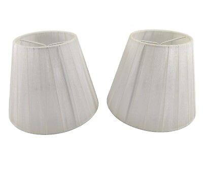#ad White Semi Transparent Fabric Small Lamp Shades Lot of 2 $19.97