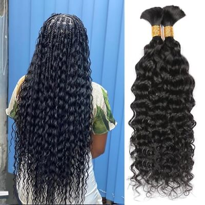 #ad Human Braiding Hair 24inch Water Wave for Braiding 24 Pack of 2 Natural Black $88.39