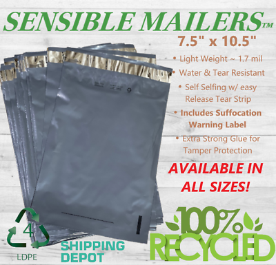 #ad Eco Friendly Poly Mailer Envelopes by Sensible Mailers 100% Recycled Material $5.95