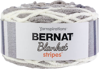 #ad Bernat Blanket Stripes Yarn 10.5 oz Gauge 6 Super Bulky Chunky Gray Matters $14.99