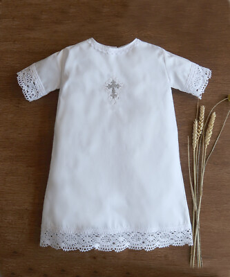 #ad White Satin Christening Gown Baptism For Boy Girl Baptism Custom Handmade Set $49.99