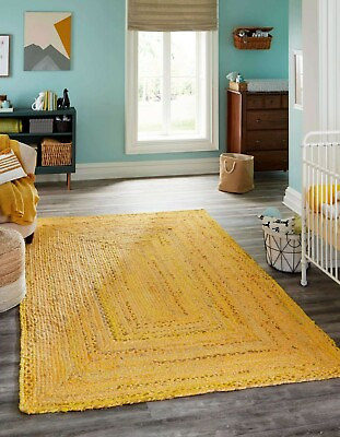 #ad Rug 100% Natural Cotton Braided style Runner Rug Living Area Carpet Modern Rug $20.60