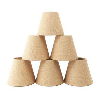 #ad Small Lamp Shade Set of 6 Chandelier Shades 3quot; X 6quot; X 5quot; Burlap Lampshade $43.99