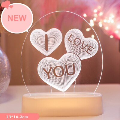 #ad 3D LED Lamp Hearts Love Kiss Home Deco for Valentines Day Modern New Style $9.99