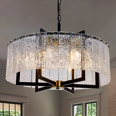 #ad 60cm Crystal Chandeliers Black Finish Pendant Lamp 8 Light Ceiling Fixtures $212.39