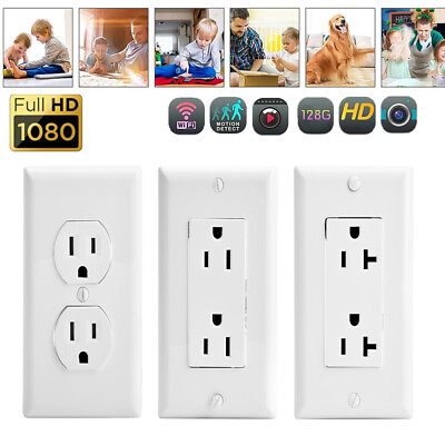 #ad 1080P HD WiFi Wall AC Functional Receptacle Outlet Home Security Mini Camera lot $62.95
