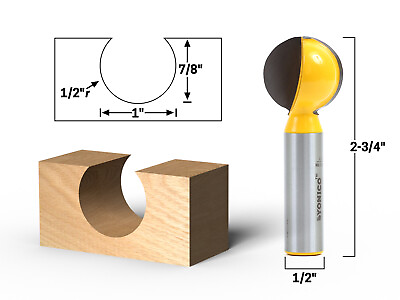 #ad 1quot; Diameter Ball End Grooving Router Bit 1 2quot; Shank Yonico 14074 $18.95