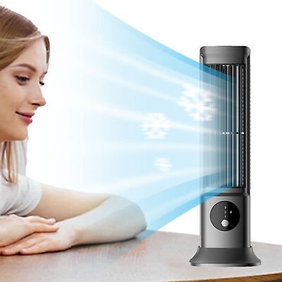 #ad 10inch Portable Desk Tower Fan Oscillating Bladeless Fan Desk Table Fan 3 Speeds $43.46