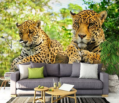#ad 3D Two Leopards 5521 Wall Paper Wall Print Decal Deco Wall Mural CA Romy C $316.99