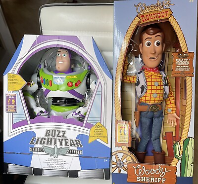 #ad Disney store Toy Story 4 Interactive Talking Buzz Lightyear Woody Figure $115.00